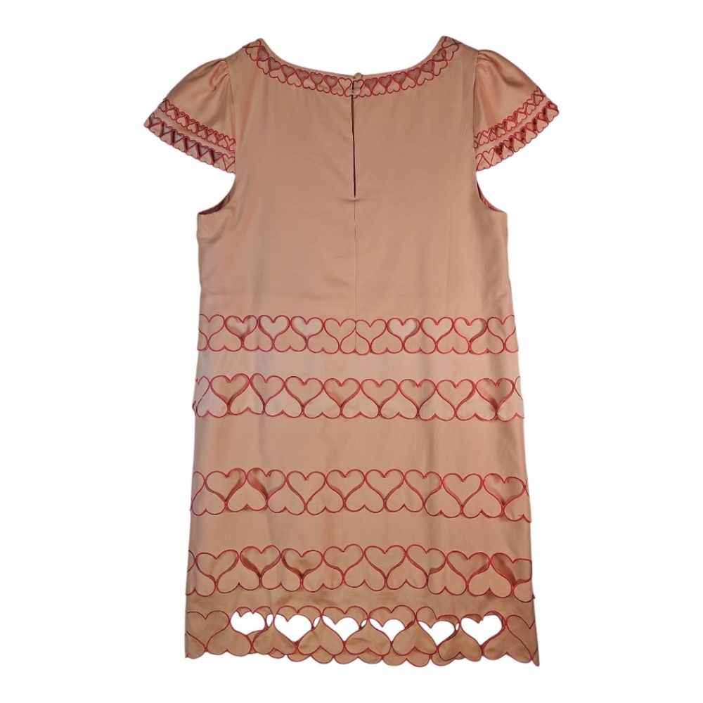ASOS Coquette Peach Heart Cut Out Cap Sleeve Shift Dress Size 8 - Picture 7 of 10
